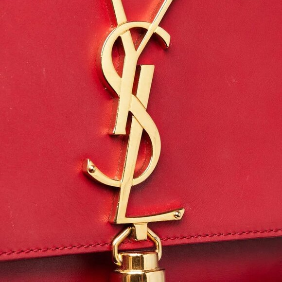 Yves Saint Laurent Red Leather Monogram Medium Kate Tassel Bag - Picture 7 of 11